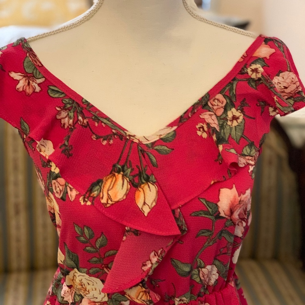 Como Vintage Fuschia Floral Sundress- Size Small - Picture 2 of 12